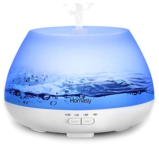 Homasy Difusor de Aceites Esenciales con Vapor Frío, Ambientador, Mini Humidificador, Blanco, 500 ml