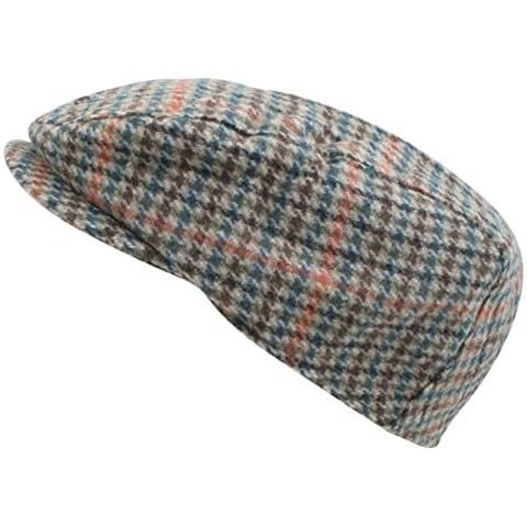 Atano Mens Traditional Flat Cap Teal Check 60cm Cover