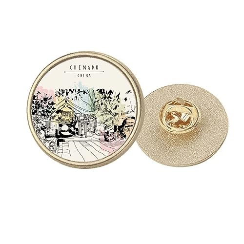 Broche clip ronde pavillon Lijiang métal doré design traditionnel