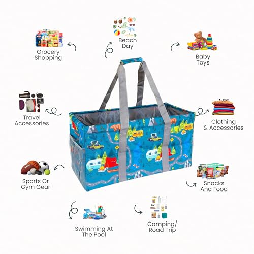Image of Extra Large Utility Tote Bag - Oversized Collapsible Pool Beach Canvas Basket