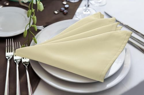 Image of Kitchen Napkin 100% Cotton Pack of 6 (20 x 20 Inches) Dinner Napkins with Hemmed Edges,Cloth Napkins for Wedding,Parties-Ivory