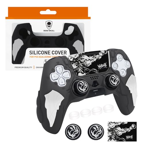 Image of DEADSKULL Thunder Edition Silicone Controller Sleeve, Anti-Slip Protective Cover Skin Compatible with PlayStation 5 Controller, Compatible with DualSense Wireless Controller (Black & White)