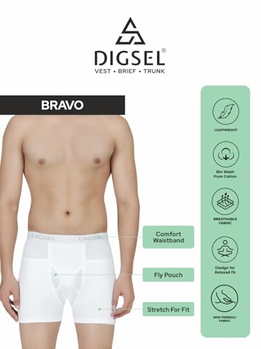 Image of 100% Combed Cotton Outer Elastic White Packet Trunks