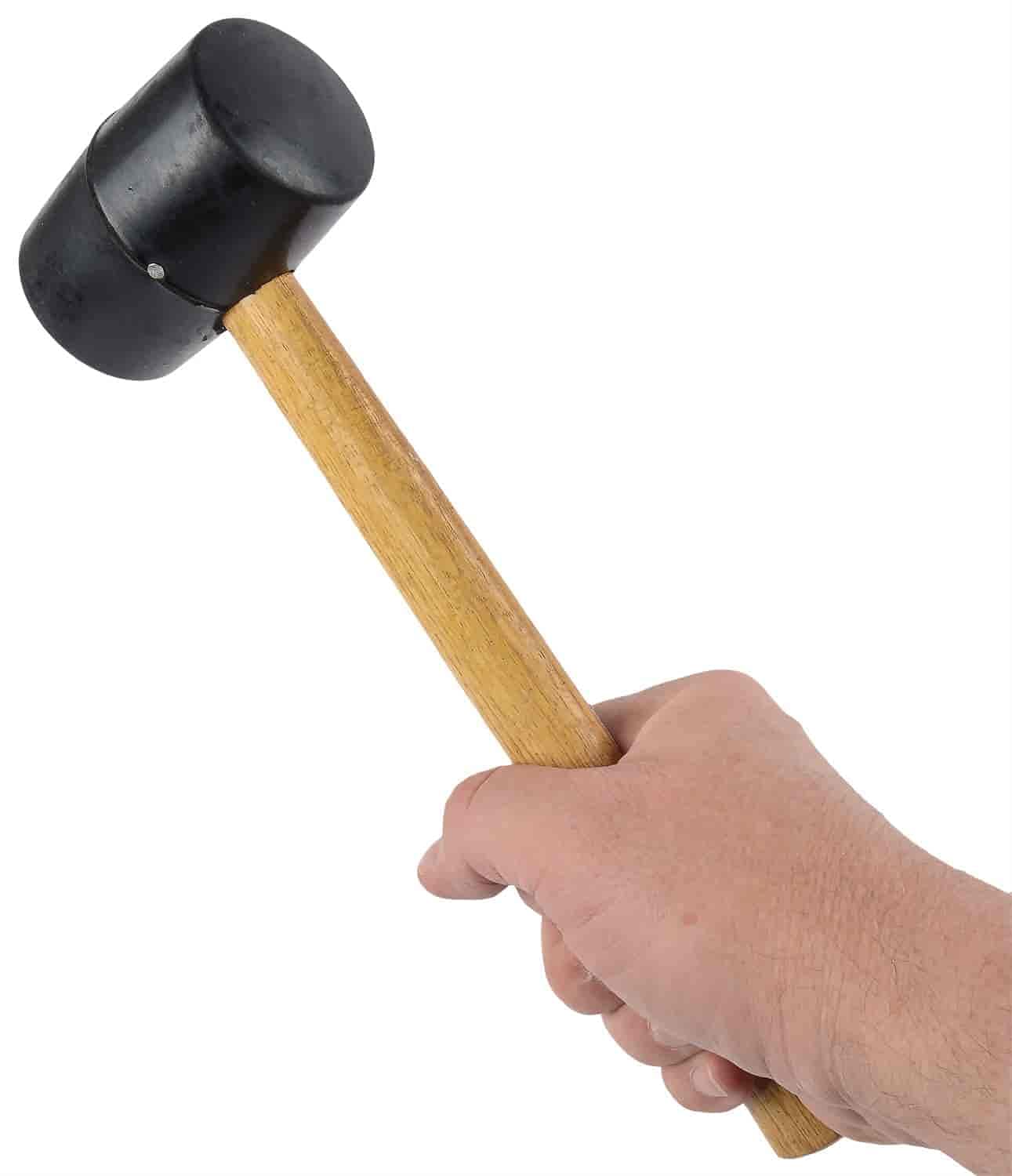 JEGS Rubber Mallet | 8 Ounce Head | 9” Long Wooden Handle | Head Diameter 2” | Head Length 3”