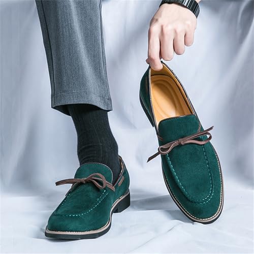 Men's Bow Suede Slip on Casual Loafers Low Top Lightweight Non-Slip Flats Driving Boat Shoes for Business Work Office4