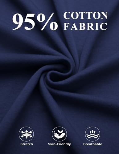 COOFANDY Mens Cotton Long Sleeve Henley Shirts V Neck Basic T-Shirts Fall Pullover Fashion Plain Tees Navy Blue