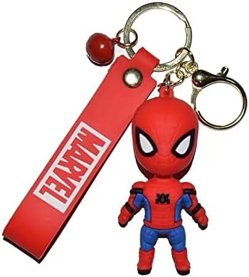YXuan Car Keychain,Thor Hammer Key Chain，Cartoon dollMarvel Iron ManAvengers Logo Pewter Key Ring， Child Keychains for Men-Lanyard Key Chain with Detachable Alloy Metal Rings (Spiderman)