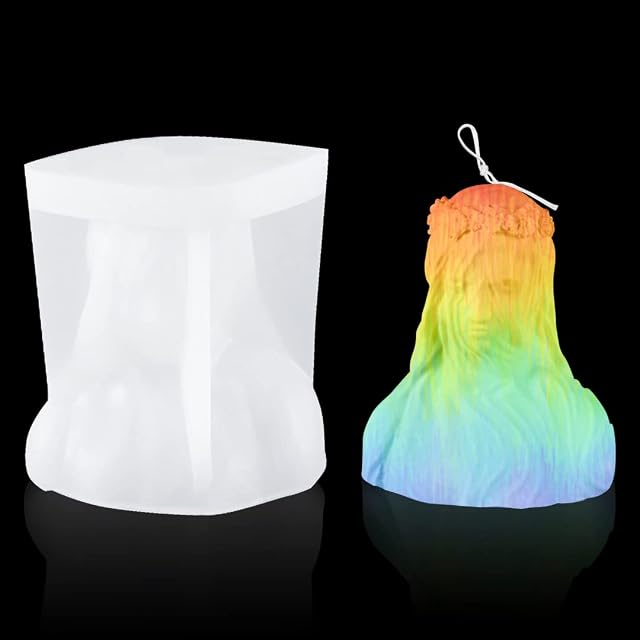 Zayookey Veil Female Candle Molds Silicone Soap Mold 3D Bride Resin Casting Mould Plaster Epoxy Mold for Aromatherapy Candle Making Portrait Sculpture Mould (Candle Mould B)