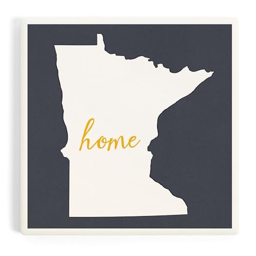 Minnesota, Home State, White on Gray (Absorbent Ceramic Coaster, Single, Cork Back, Kitchen Table Decor)