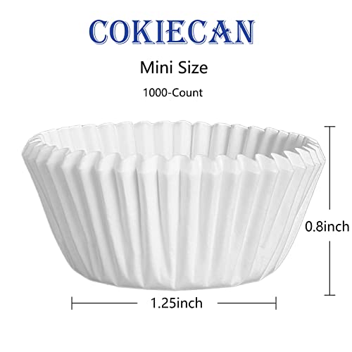 Cokiecan 1000 Pcs White Mini Cupcake Liners Small Muffin Liners No Smell Premium Greaseproof Paper Cupcake Wrappers Baking Cups thumb #1