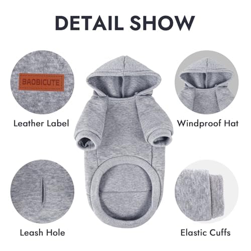 Image of 2 Pack Dog Hoodie Warm Hood Dog Sweater Cold Weather Small Dogs Sweatshirt Comfort Pet Clothes for Small Medium Dogs with Pockets (Grey, XS (Back: 7.5 inch, Chest: 12.6 inch))