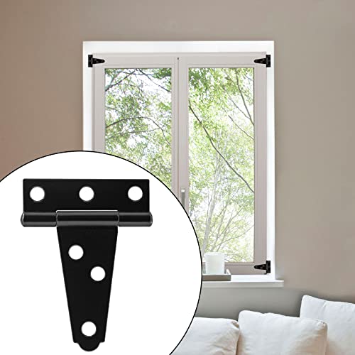 Murtenze 6Pack 2 Inch Black T-Strap Shed Hinge,Barn Door Hinges Heavy Duty Gate Strap Hinge T Hinges for Barn Door, Shed or Wooden Fences - Image 6