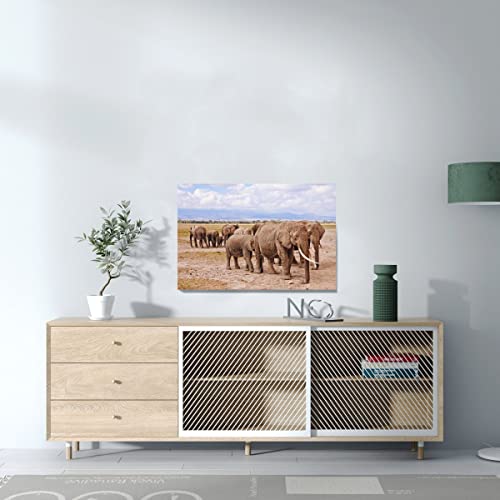 Poster éléphants savane tableau mural pour réchauffer un mur