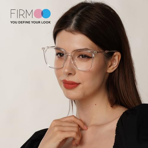 Image of Firmoo 2022 Blue Light Blocking Glasses for Women Men Square Nerd Eyeglasses Anti Blue Ray Anti Eye Strain Computer Screen Glasses,Clear