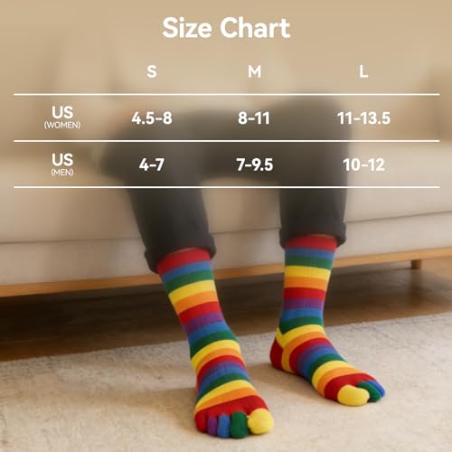 Image of Womens Crew Toe Sock, Colorful Cotton Toe Socks for women Arch Support, Casual Calf Running Five-Toe Design(3&6pairs)