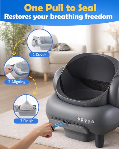 Image of 180 Count Automatic Cat Litter Box Liners Bags Compatible with NeakasaM1 Petpivot Autoscooper 11 /12 and Similar Open-Top Self-Cleaning Cat Litter Box, Drawstring Handle Heavy Duty Leak-proof, 27*13in