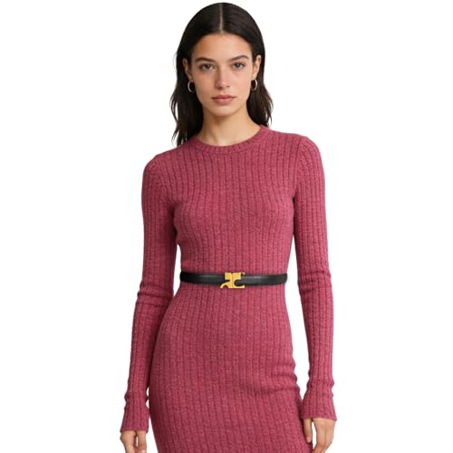 Image of Aurolran Women's Leather Belt with Buckle - Ideal for Dresses, Jeans, and Coats