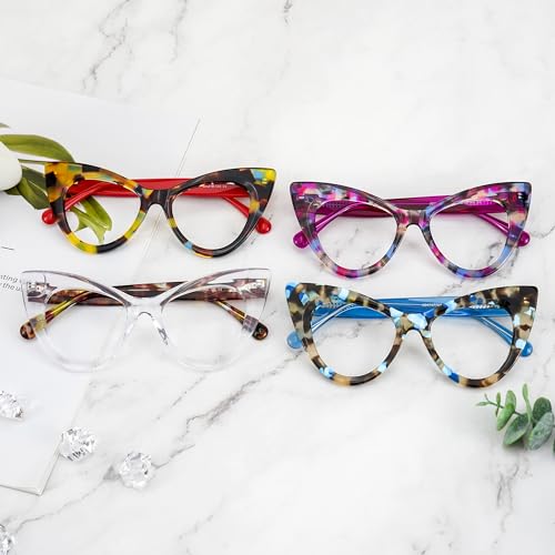 Image of Zeelool Retro Cat Eye Glasses for Women Eyeglasses Frame with Non-prescription Clear Lens ZJGA747707-04 Yellolw