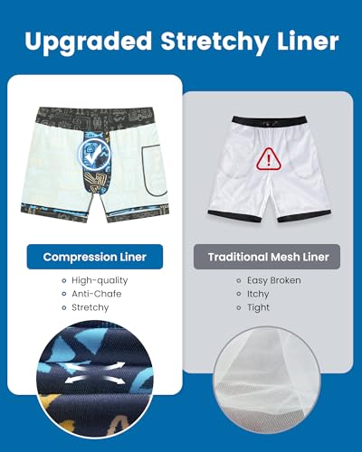 Image of maamgic 5inch Mens Swim Trunks with Compression Liner 2-in-1 Swimming Shorts Stretch Quick Dry with Zipper Pockets