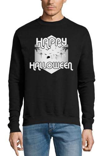 Pull noir en coton imprimé Halloween Zombies Rising avec écriture graphique