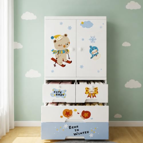 Image of LERIMO Plastic Wardrobe for Clothes | Portable Foldable Wardrobe Almirah for Bedroom | Kids & Baby Clothes Storage Cupboard | Collapsible Plastic Storage Cabinet | Almirah for Kids Clothes