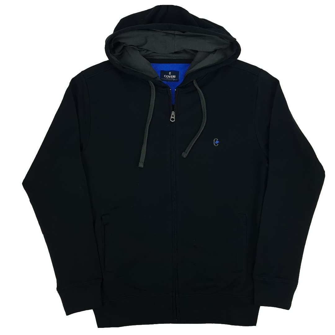Coveri Tuta Uomo Completa da Ginnastica Cotone Garzato con Cappuccio Zip M L XL XXL 3XL (XXL - Nero)