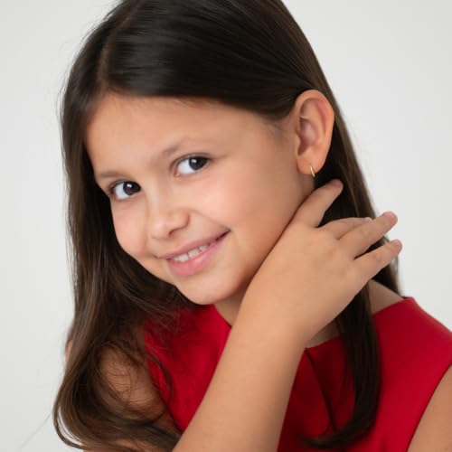 14k Yellow Gold Timeless Hoop Earrings For Young Girls & Preteens - Classic Children Hoop Earrings - Hypoallergenic Hoop Earrings For A Child2