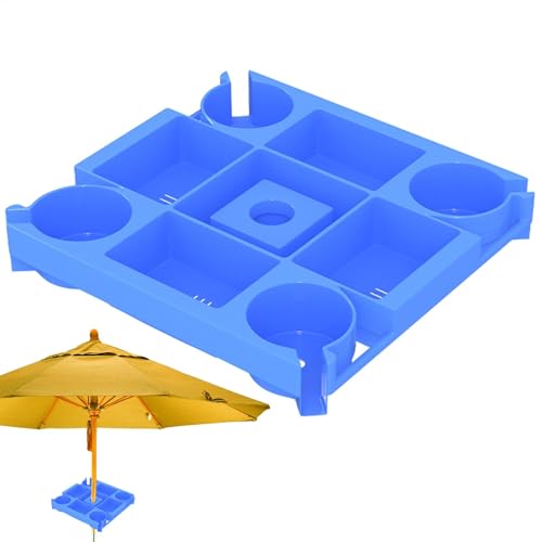 Mesa de sombrilla de playa, bandeja de sombrilla de playa, bandeja de playa portátil con 4 portavasos, mesa de playa, portavasos de playa, mesa de piscina ligera para playa, patio, jardín, pi