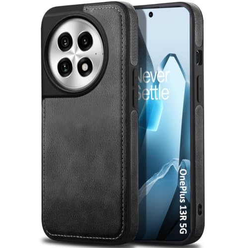 Image of MOBILOVE PU Leather Flexible Shockproof Design Back Case Cover for | OnePlus 13R 5G (Black)