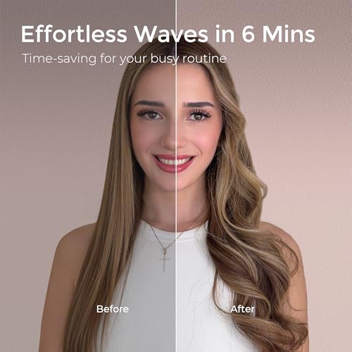 Image of TYMO CurlPro Plus Automatic Rotating Curling Iron - Upgraded Long Barrel Curling Wand for Long Hair, Ceramic Hair Curler for Women, Anti-Scald, Tangle-Free, 600M Ionic, Dual Voltage, Gold, 1 1 /2 Inch