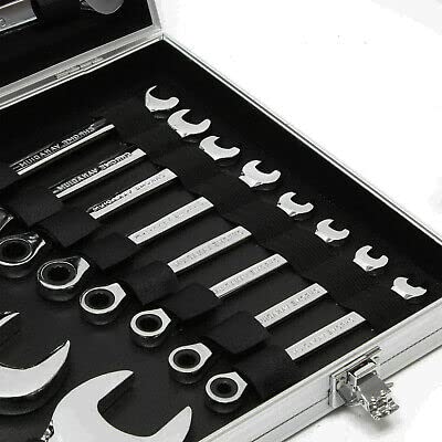 Set di 22 chiavi a cricchetto, con scatola