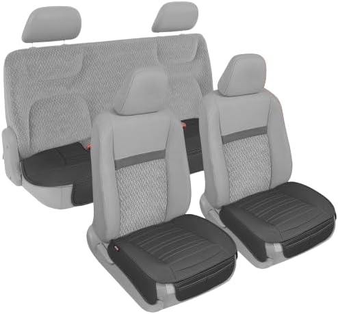 Motor Trend Fundas de Asiento para Coches, Camiones y SUV, Juego Completo de Fundas de Asiento de Pelo Sintético Negro con Almohadillas y Bolsillos