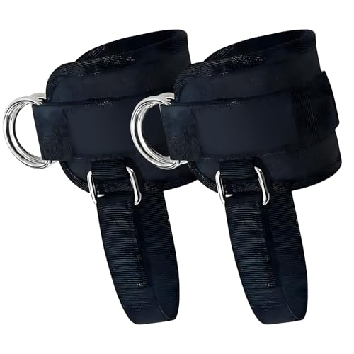 ZYKEJJDDAK Puños de tobillo para máquinas de cable, refuerzan los anillos en D, mejoran la fuerza abdominal y son ideales para contragolpes de glúteos y entrenamientos de piernas