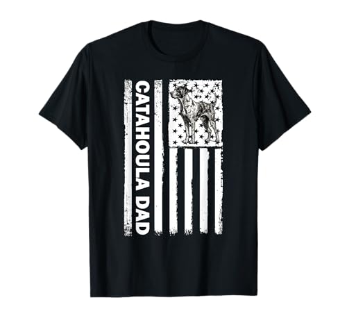 Mens American USA Flag 4th July Catahoula Leopard Dog T-Shirt