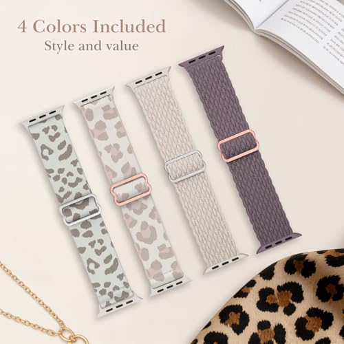 Image of Delidigi Stretchy Bands Compatible for Apple Watch Band Women 40mm 38mm 41mm 42mm 44mm 45mm 46mm 49mm, Nylon Braided Straps for iWatch Series 11 10 9 8 7 6 SE 5 4 3 Ultra 3 2 1