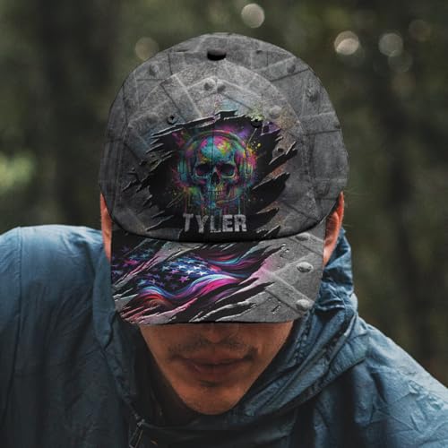 Image of American Skull Cap for Men, Skull Us Skeleton Gothic Horror, Summer Hats Fashion for Men Women, One Size