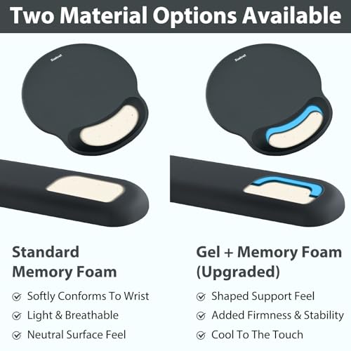 Sushret Mouse Pad and Keyboard Wrist Rest, 3-in-1 Gel Memory Foam Ergonomic Mouse Pad with Wrist Rest Set, Gaming Mousepad Arm Cushion Support for Computer Office Desk Accessories Cute Setup, Charcoal