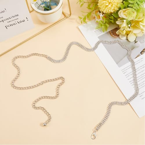 Rhinestone Waist Chain Metal Sparkly Diamond Glitter Belly Chain Link Belts Fashion Sexy Crystal Bling Belt Jewelry Accessories for Women Dresses Wedding Bridal Party Birthday Club3