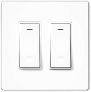 WiFi Smart Light Switch, 2 Gang No Screw Panel Smart Life/Tuya App Wireless Remote Control Wall Switch Timer for Lights, Compatible with Alexa, Google Home, Neutral Wire Required, No Hub Required