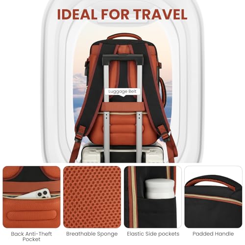 Image of YAMTION Large Travel Carry On Backpack for Women with 4 Packing Cubes,TSA Airline Approved Weekender Bags for Airplane Travel Essentials Business Hiking Work School College