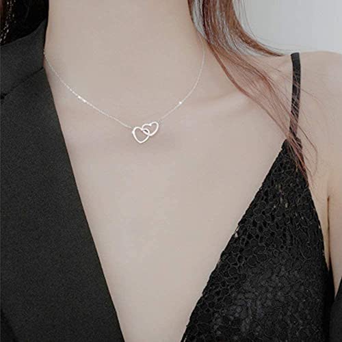 SARJAR Interlock Heart Silver Pendant Necklace Dainty Infinity Eternity Love Choker Necklaces Cute Initial Heart Adjustable Chain Necklace Clavicle Chain Girlfriend Necklace Gift - Image 6