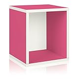 Way Basics Eco Stackable Storage Cube Plus and Cubby Organizer, Pink (made from sustainable non-toxic zBoard paperboard)