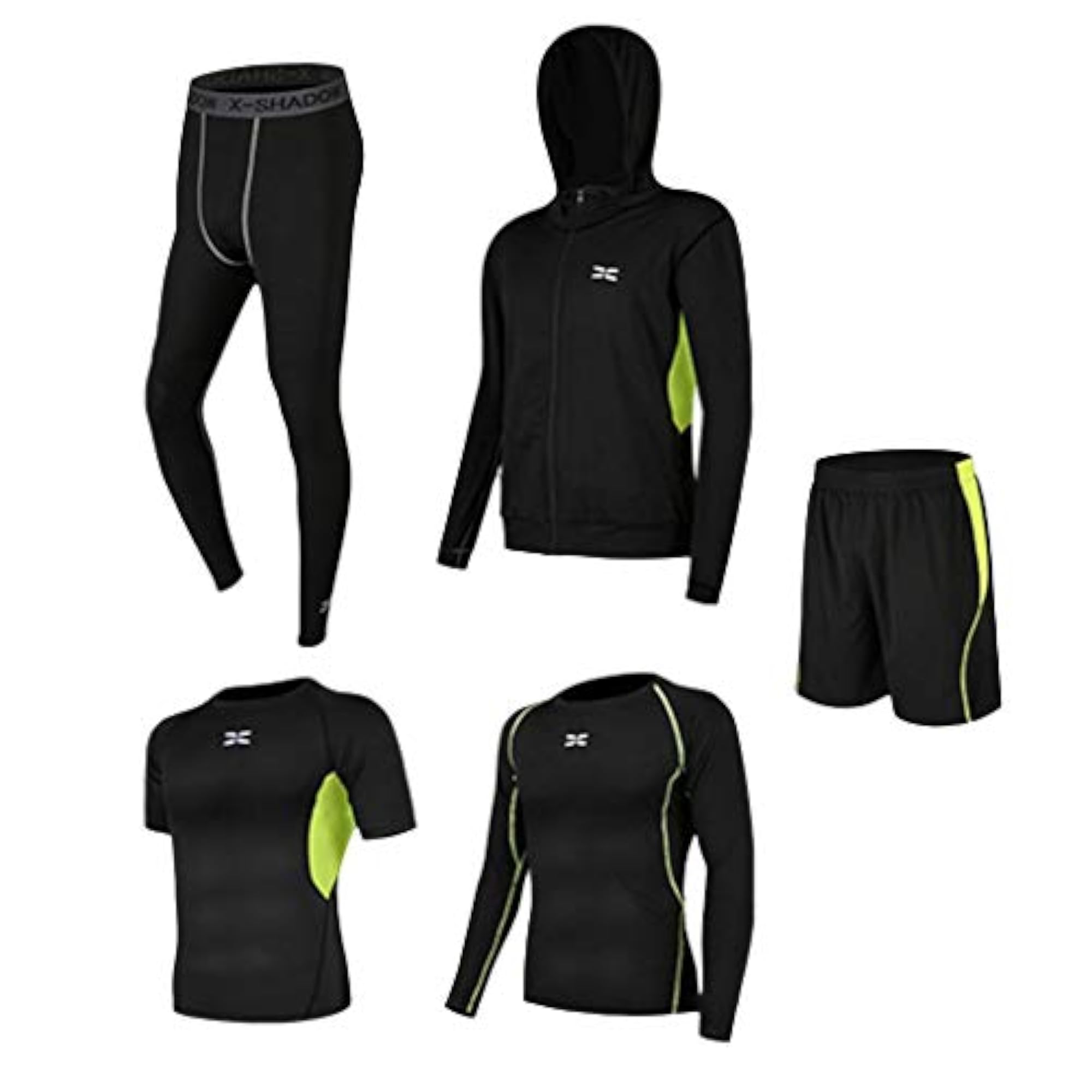 5 Pcs/Set Men's Tracksuit, Green XL