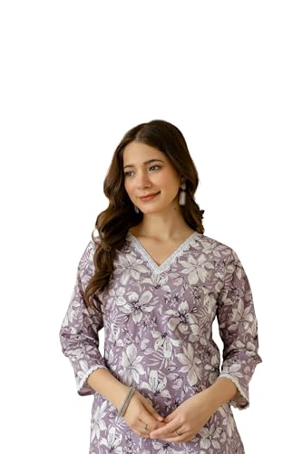 Image of New Cotton Leaf Printed Casual Straight Kurta for Women | Women Formal Kurti