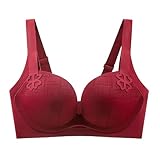 MOONBADI BH weinrot Damen BH Full Cup Atmungsaktiver Schalen BH Push Up ohne Bügel BH büstenhebe Damen 75E