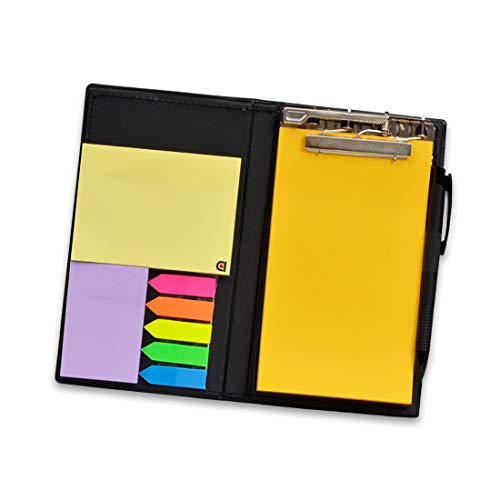 Image of COI Desk Organizer, Notepad Memo Holder with Colorful Sticky Notes Home Work Office Gift Set with Pen (Mango Yellow)