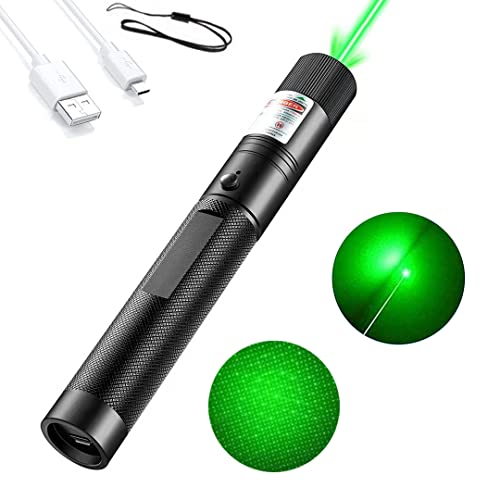 Laser Pen,High Power Laser Pointer Flashlight,Portable USB Rechargeable Flashlight for Meetings, Teaching, Outdoors, Hiking, Playing with Cats(Green)