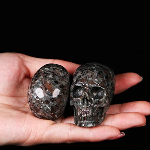 Mr.skull 2.0 "Halloween Yooperlite Crystal Skull Decorative Statue Crystal Healing Stone Statue Hand Carved Human Skull Sculpture, Home Decoration Statue (Yooperlite) #TOP2