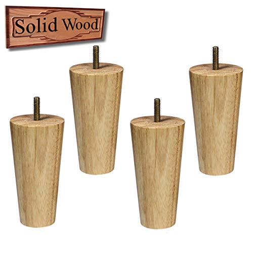 Sopicoz Wood Furniture Legs Set of 4 Sofa Legs 5 inch Clear Coated