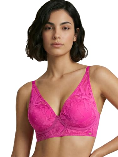 Image of Enamor Bamboo Cotton IB25, Women's Lace Plunge Bra - 3X Softer, 4X More Absorbent, Antimicrobial, Padded, Wirefree, High Coverage